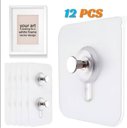 Chucklecart Adhesive Nail Free Photo Frame Wall Hook 8Kg Max Ideal for Home Organization Hook 12