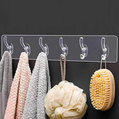 eshopy 6 In 1 Self Adhesive Wall Hooks, Heavy Duty Sticky Hooks for Hanging Hook 6