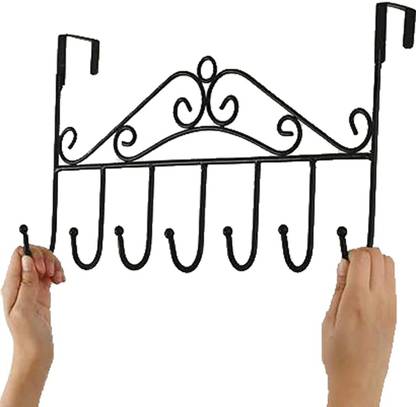 Sikoprism Door Hanger 7 Hooks Over the Door Towel Hook,Decorative Over DOOR (pack of 1.) Door Hanger