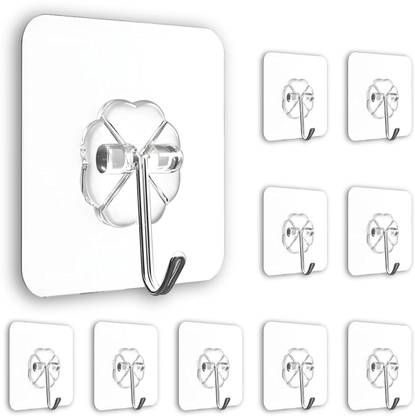 INDIWARRIOR Wall Clips Hooks for Hanging Clothes, Kitchen Items, Photo Frame, Keys, and More Hook 10