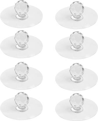 Shalvi 8 PCS Cabinet Drawer Pull Knobs - Self Adhesive Clear Acrylic Crystal Shape Hook 8