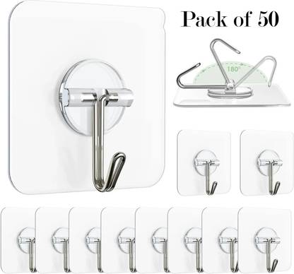DeoDap Self Adhesive Nail Wall Hooks for Hanging Household and Bathroom Accessories Hook 50
