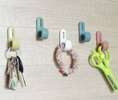 KUBER INDUSTRIES Easy to Install Self Adhesive Hook For Doors|JH-002|Pack of 5|Multicolor Hook 5