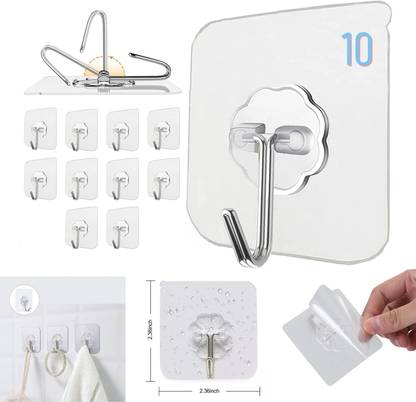 Prievado 10Pack Self Adhesive Wall Hook for Hanging Photo Frame, Wall Clock, Wall Hanging Hook 1
