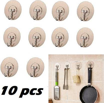 XBEY Self Adhesive Wall Hooks Heavy Duty Nail Free Sticky Hanger Hook 10