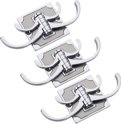 Rawk Zinc 4 in 1 Silver Butterfly Movable Hook Flexible 4 Pin Bathroom Hooks,Hanger, Hook 4