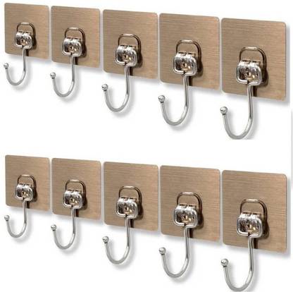 MERCEHIVE Waterproof Big Adhesive Heavy Duty Sticky Stainless Steel Hook Hook 10