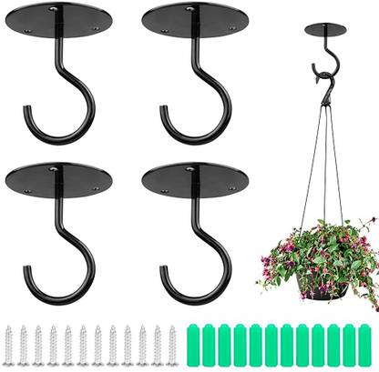 HASTHIP 4pcs Metal Ceiling Hook for Hanging Flower Pot and Plant Pot Wall Mounted Hook Hook 4