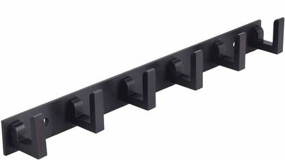 iSTAR Black 6 Pin Metal Bathroom Cloth Hooks Hanger Door Wall Robe Hooks Rail for Hanging Keys,Clothes,Towel (Set of 2, Black) Hook 6