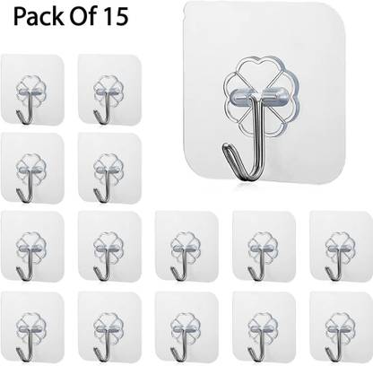 BRAVEX Multipurpose Self Adhesive Wall Sticker Hooks for Hanging Upto 10 Kg Hook 15