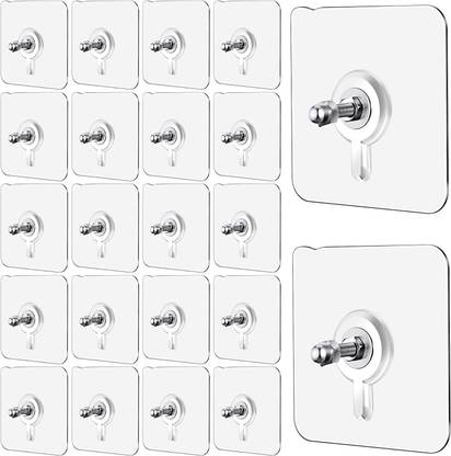 REDCARP 20 Pack Self Adhesive No Drill Water-Proof Nail Screw Hook for Bathroom,Kitchen Hook 20