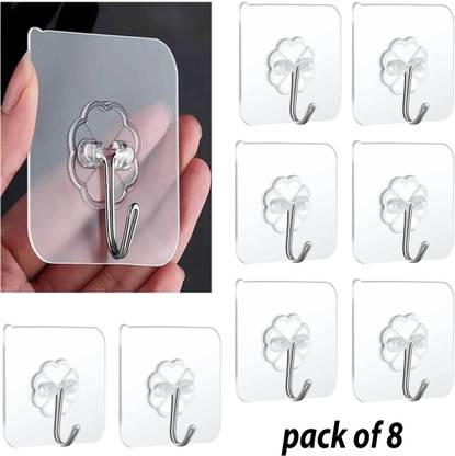 Asharya Adhesive Utility Hooks (8) Reusable Utility Towel Bath Ceiling Hooks Hook 8