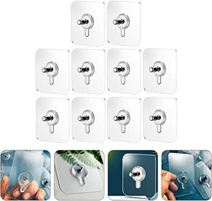 Shreejee 6 cm Wall Mount Self Adhesive Nail Screw Hooks Heavy Duty for Hanging frame, Clock Self Adhesive Sticker