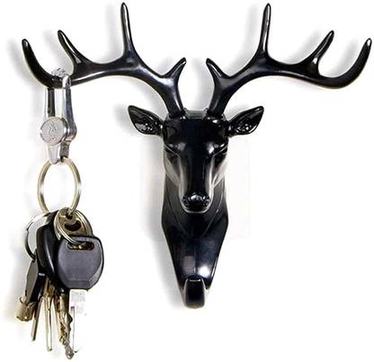 DHAN UTAJAM Deer Head Hanging Hook, Self Adhesive Wall Door Hook Hanger Bag Keys Holder Hook 1