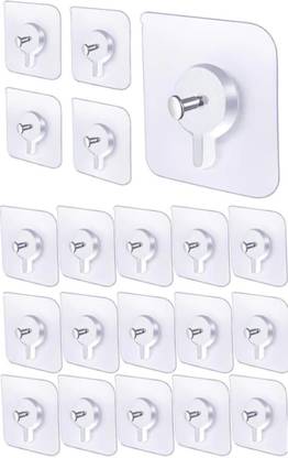 eshopy Self Adhesive Nail Wall Hook for Hanging Photo Frame, Wall Clock, Heavy Duty Hook 20