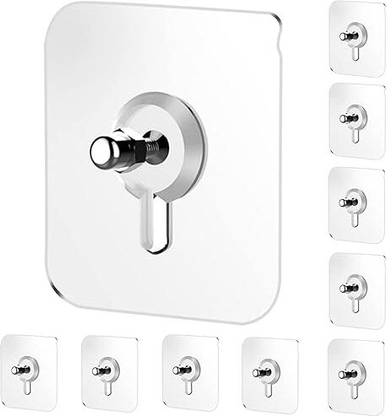 QXORE Stainless Steel Screw Hooks for for Wall Without Drilling { 10 Pack } Hook 10