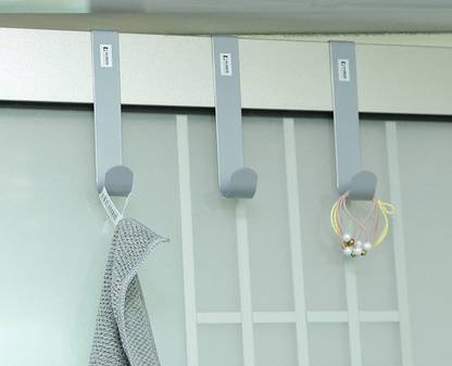 KUBER INDUSTRIES Wall Mounted Towel Hanger|Interchangeable Over The Door Hook|Pack of 3|Silver Hook 3