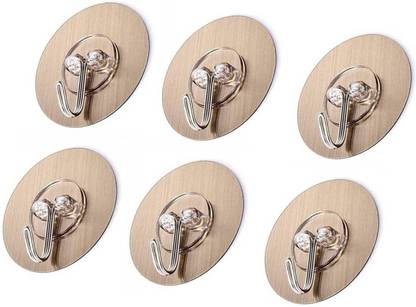 MERCEHIVE Self Adhesive No Drilling Wall Hook Sticking Adhesive Hanger Round Walls Strong Hook 6