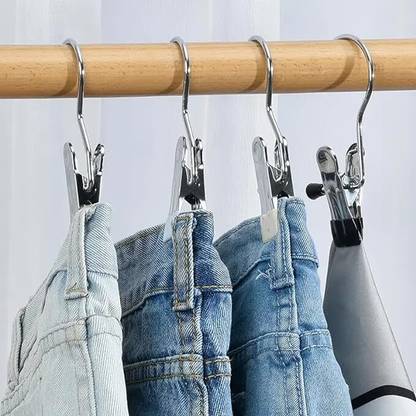 Spatlus Cloth Hanger Hooks Laundry Hook Clothes Hanging Clips with Hooks-4 Pcs Hook 1