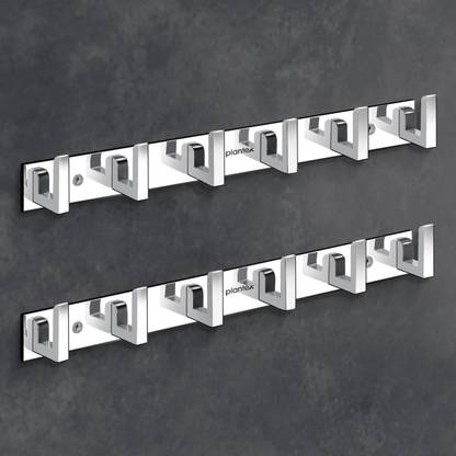 Plantex Aluminum Hook Rail with L-Shape Hooks for Wall of Bathroom/Hook Rail for Clothes Hook Rail 6