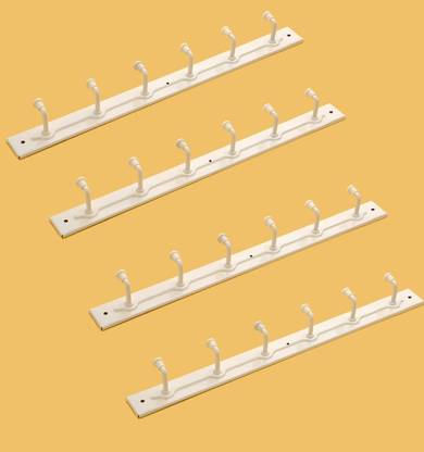 iSTAR 6 Pin Hook for Door Wall for Hanging Keys, Clothes, Towel (WHITE) Hook 6