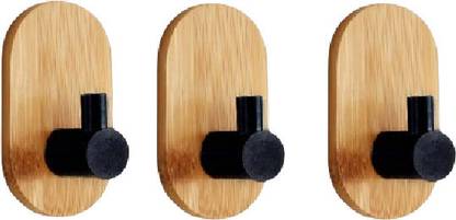 eshopy Heavy Duty Wooden Self Adhesive Rectangle Black Wooden Hook 3