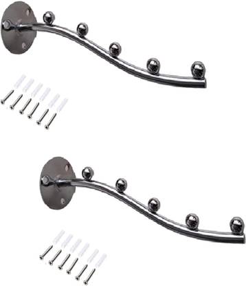 Q1 Beads 5 Ball pin Hooks Wall Drope Hanger/Shop/Showroom Display Hook Rail bar for Clothes/Kitchen/Mobile Pack of 2 -Heavy Duty Wall Mount with Hardware Fittings Hook Rail 5
