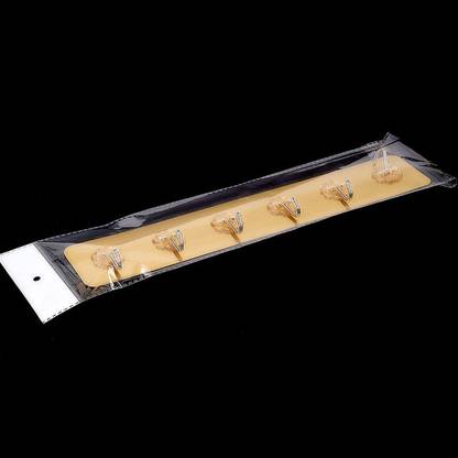 Zibuyu 6 in 1 Adhesive Wall Hook Organizer Clear PVC Metal Hooks for Heavy Items Walls Hook Rail 6