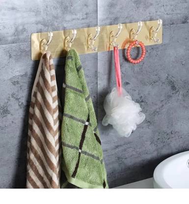 SMI Self Adhesive No Drilling Wall Mounted Sticky Hooks with 6Hooks (Pack of 1) Hook 6