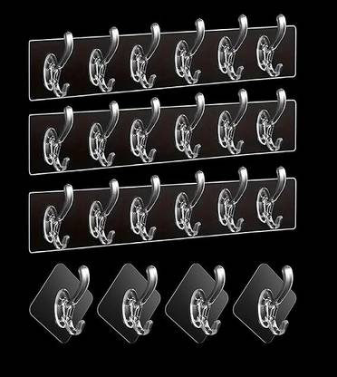 BuzzLink 3 pis 6 Row Hook & 4 Pis Sticky Hook Set Adhesive Sticker For Kitchen Bathroom Hook Rail 7