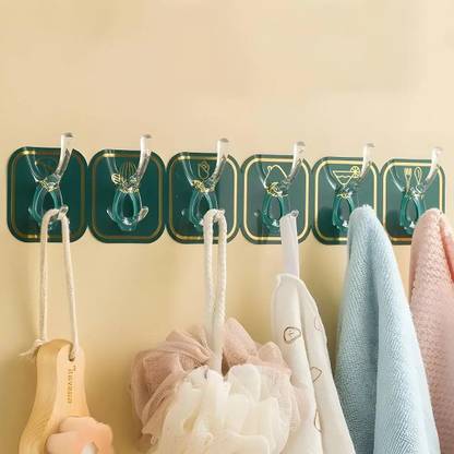 Sokmak 1PC 6 In 1 Self Adhesive Wall Hooks, Heavy Duty Sticky Hooks for Hanging Hanger