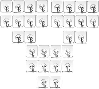 JASODANANDAN Self Adhesive Wall Hooks, Heavy Duty Sticky Hooks for Hanging Hook 30