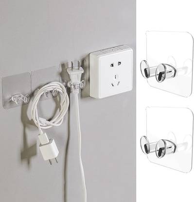 BEYOND UNIQUE 10 PC Plug Sticker Adhesive Hook Power Plugs Socket Holder Free Punching Hooks Hook 10