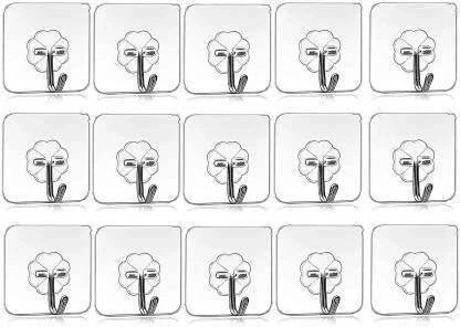 XBEY Plastic Wall Hooks Hangers for Hanging Robe, Coat, Towel, Keys, Bags, Calendar Hook 15