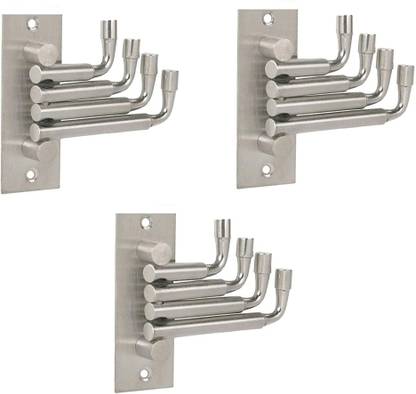 iSTAR Flexible 4 Pin Bathroom Cloth Hooks Hanger Wall Hook Robe Door Hooks Rail (Pack of 3) Hook 4