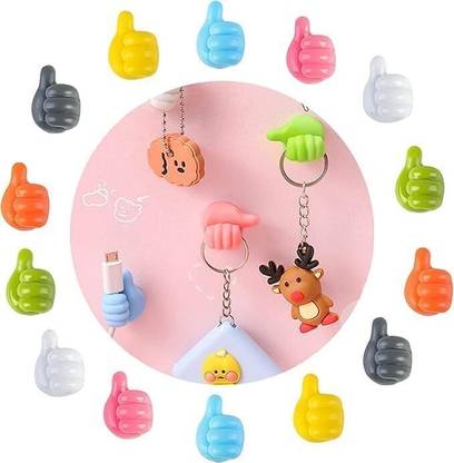 PGADHIYA Thumb Wall Hook, Cable Organizer Clips Key Hanger, Desk Wire Management Holder Hook 10