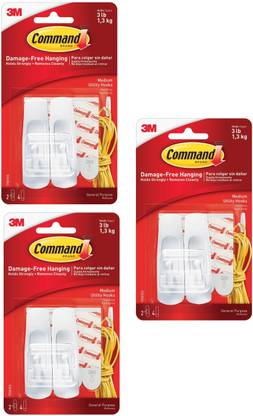 Command Plastic Medium Hooks White Hook 6