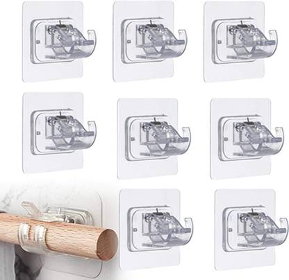 YIXTY Transparent Self-Adhesive Curtain Rod Holder, Fixing Rod Holder, Curtain Rod Hook 8