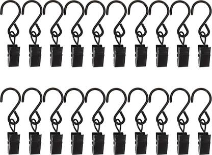 HASTHIP 20pcs S Hooks Curtain Clips, 2.4in Curtain Clips with Hooks for Hanging Party Hook 20