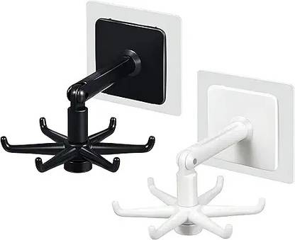 SJK Wall mounting Self Adhesive 360 Degree Rotating Hook for Hanging(Pack of 2) Hook 5
