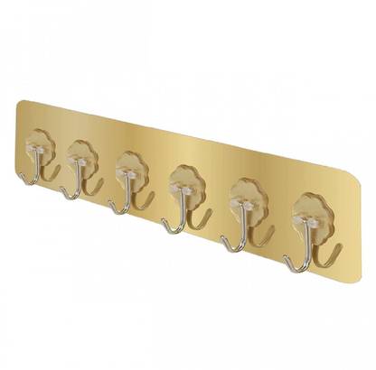 dianore Heavy duty Gold Self Adhesive 6 Prongs Wall Hooks / Hanger / Sticky Wall Hanger Hook 6