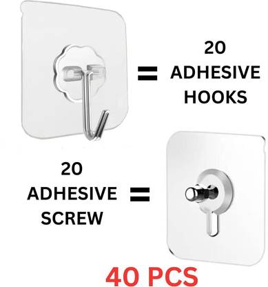 Casacraft Secure Sticker Screw Hooks: Damage-Free Hanging Anywhere - Mix Hooks Screw Hook 40