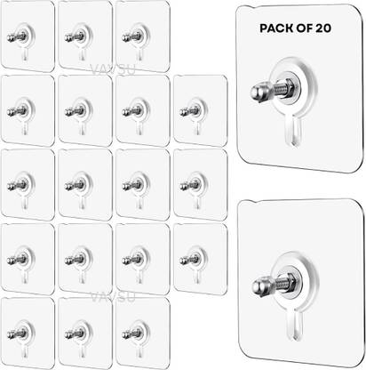 VAVSU Self Adhesive Waterproof Screw Hooks for Bathroom and Kitchen,Seamless Nail-Free Hook 10
