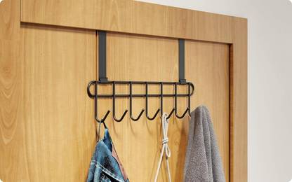 Frap Hanger with 7 Hooks No Drilling Required Hanging for Clothes, Towels, Bags,Belt Hook Rail 7