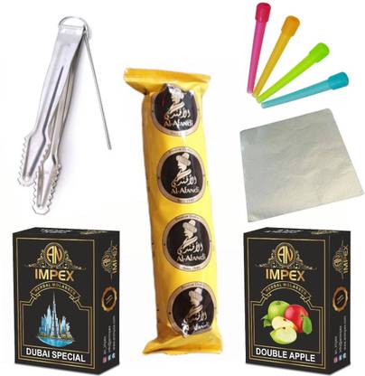 A.N.IMPEX Premium Quality Dubai+Apple+1 Koil+1 Tong+1 Foil+4 Pcs Mouth_b Premium Flavor Hookah Flavor