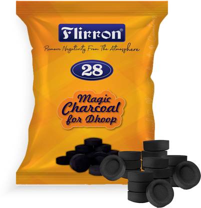 Flirron Charcoal Burning Tablets for Guggal and Loban - Multipurpose (25 Tablets Pouch) Hookah Charcoals