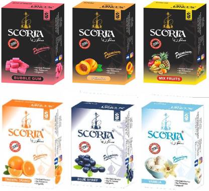 SCORIA (100% Nicotine and Tobacco Free) BG,PEACH,MIX FRUITS,ORANGE,BLUBERRY,VANILLA Hookah Flavor