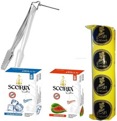 SCORIA HOOKAH FLAVOURS & CHARCOAL (TONG) COMBO KESAR PAAN, ICE BRAIN FREEZER Hookah Flavor