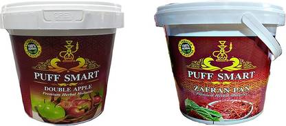 Puff Smart Premium Herbal Flavor 1Kg Each Bucket Double Apple, Zafran Pan Hookah Flavor
