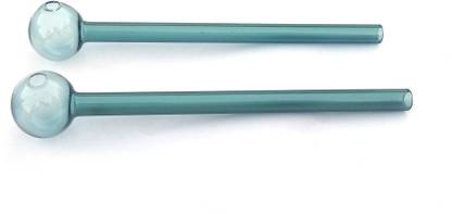 Mee Shisha Glass Oil Burner Pipe 6 inch Green, (Green) -Pack of 2 Borosilicate Glass Outside Fitting Hookah Mouth Tip